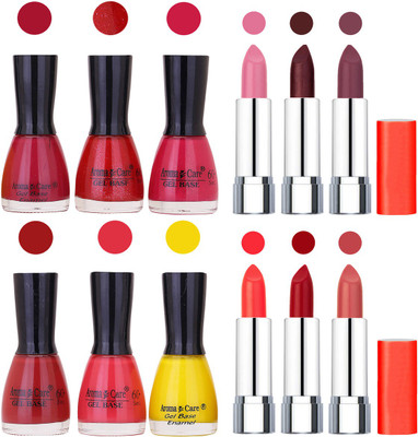 

Aroma Care Wholesale Rate Combo of Nail Polish and Rythm Lipstick 478(Set of 12)