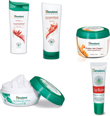 

Himalaya dryness defense protein shampoo, dryness defense protein conditioner,protein hair cream, nourishing skin cream, lip balm(Set of 5)