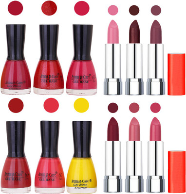 

Aroma Care Wholesale Rate Combo of Nail Polish and Rythm Lipstick 479(Set of 12)