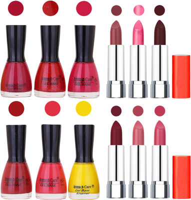 

Aroma Care Wholesale Rate Combo of Nail Polish and Rythm Lipstick 503(Set of 12)