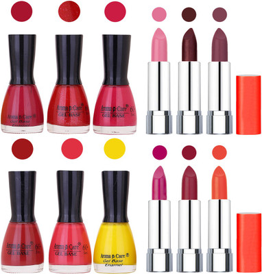 

Aroma Care Wholesale Rate Combo of Nail Polish and Rythm Lipstick 481(Set of 12)