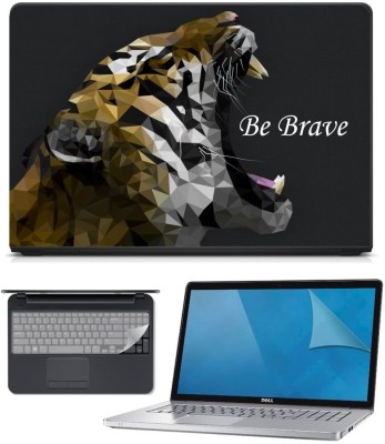 

FineArts 3in1 Combo of Premium Quality, HD, UV Printed, Laminated, Protected, Bubble Free, Scratchproof, Washable, Easy to Install Laptop Skin/Sticker/Vinyl/Cover for 15.6 inches on 3M Vinyl with Screen Guard and Key Protector (Tiger Be Brave 3in1) Combo 