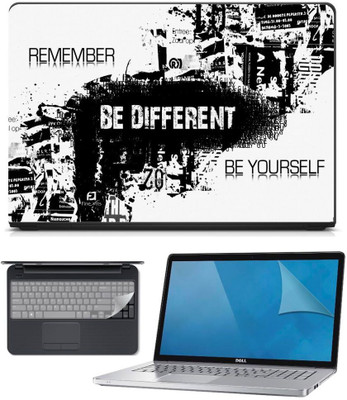 

FineArts 3in1 Combo of Premium Quality, HD, UV Printed, Laminated, Protected, Bubble Free, Scratchproof, Washable, Easy to Install Laptop Skin/Sticker/Vinyl/Cover for 15.6 inches on 3M Vinyl with Screen Guard and Key Protector (Be Different 3in1) Combo Se