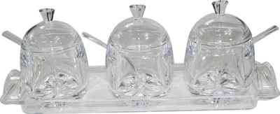 

Blue Birds Luxurious Decorative set of 3 Multipurpose Unbreakable acrylic jar 7 Piece Condiment Set(Plastic)