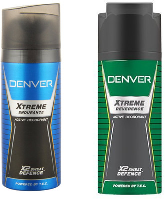 

Denver Xtreme Endurance And Reverence Active Deodorant X2 Sweat Defence 150ML Each Body Spray - For Men & Women(300 ml, Pack of 2)