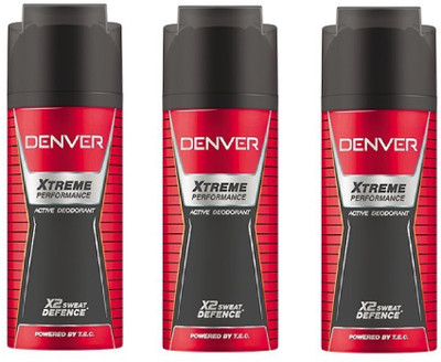 

Denver Xtreme Performance Active Deodorant X2 Sweat Defence 150ML Each Body Spray - For Men & Women(450 ml, Pack of 3)