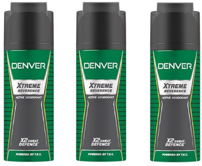 

Denver Xtreme Reverence Active Deodorant X2 Sweat Defence 150ML Each Body Spray - For Men & Women(450 ml, Pack of 3)
