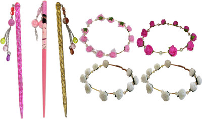 

MONA combo of juda sticks with Floral Tiara Hair Accessory Set(Multicolor)