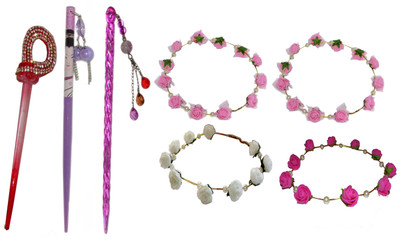 

MONA combo of juda sticks with Floral Tiara Hair Accessory Set(Multicolor)