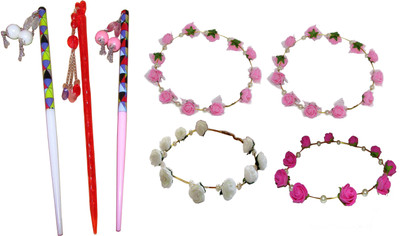 

MONA combo of juda sticks with Floral Tiara Hair Accessory Set(Multicolor)