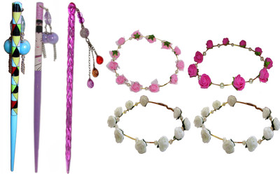 

MONA combo of juda sticks with Floral Tiara Hair Accessory Set(Multicolor)
