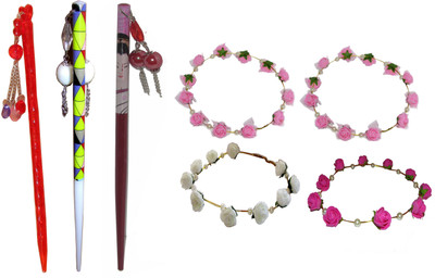 

MONA combo of juda sticks with Floral Tiara Hair Accessory Set(Multicolor)