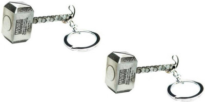 NeoTask Thor Hammer Silver Pack of 2 Metal Key Chain