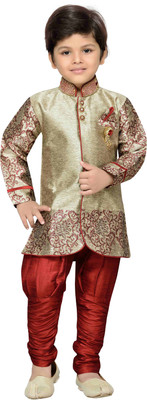 

AJ Dezines Boys Festive & Party Sherwani and Churidar Set(Maroon Pack of 1