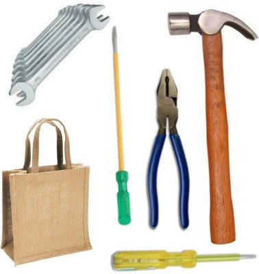 Gauba Traders Combo - Hammer + Plier + Screw driver + Line Tester + 8 pcs Spanner Hand Tool Kit(13 Tools)
