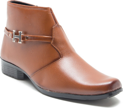 

Zixer Textured Slip Ons Boots For Men(Tan