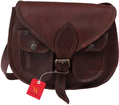 

Anshika International Girls Casual Brown Genuine Leather Sling Bag