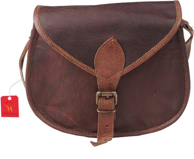 

Anshika International Girls Casual Brown Genuine Leather Sling Bag