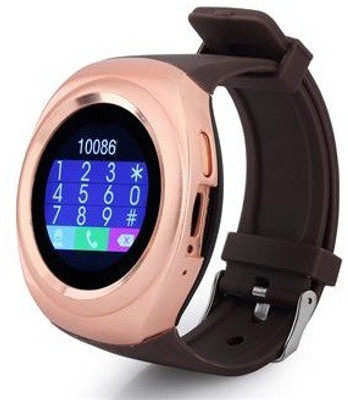 

ESTAR Presenting Bluetooth Smartwatch with Sim- Card Support Compatible with Asus PadFonemini (Intel) Gold Smartwatch(Brown Strap Free Size)
