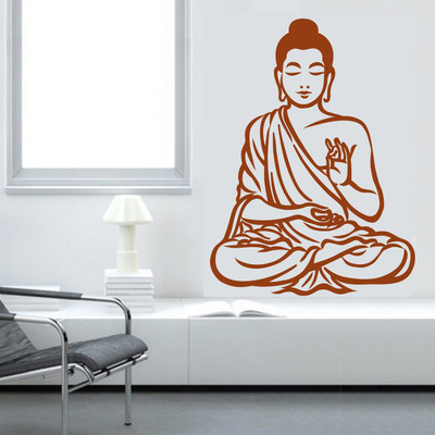 Asmi Collections 82 cm Meditating Red Brown God Buddha Removable Sticker(Pack of 1)