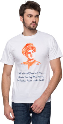 

Anveshana Retail Printed Men' Round Neck White T-Shirt