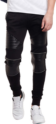 Fugazee solid men's black track pants clearance