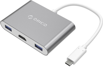

Orico Aluminum HUB with Type-C to HDMI Converter (RCH3A) USB Adapter(Silver)