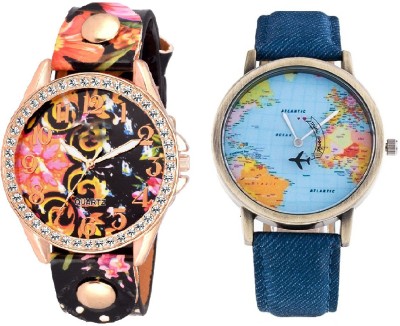 COSMIC XYZ - BLACK FLORAL WITH WORLD CUP PARTY WEAR Watch  - For Couple   Watches  (COSMIC)