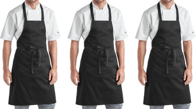 AIRWILL Cotton Chef's Apron - Free Size(Black, Pack of 3)