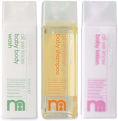 

Mothercare Mothercare All We Know Baby Body Wash (300ml), Baby Lotion (300ml), Baby Shampoo (300ml)(NA)