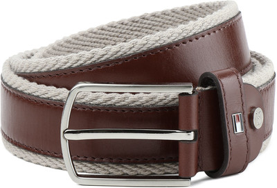 

Tommy Hilfiger Men Casual Brown, Grey Genuine Leather Belt, Beige with brown
