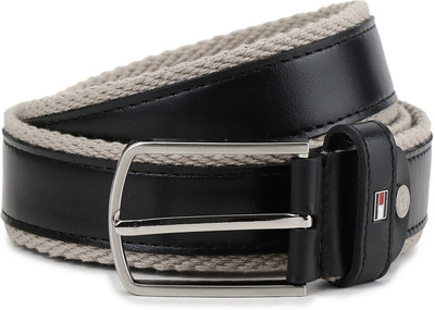 

Tommy Hilfiger Men Casual Blue, Grey Genuine Leather Belt, Beige with black