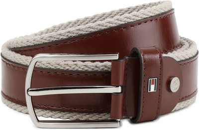 

Tommy Hilfiger Men Casual Brown, Grey Genuine Leather Belt, Beige with brown