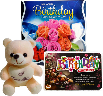 

Siddhi Gifts Birthday Greeting Card and Cute Soft Teddy With Birthday Quotation(Set of 1)