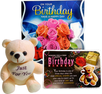 

Siddhi Gifts Birthday Greeting Card and Cute Soft Teddy With Birthday Quotation(Set of 1)
