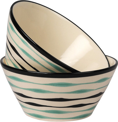 

VarEesha Ceramic Bowl Set(Green, Pack of 2)
