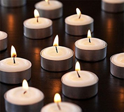 

AURA HOME DECOR Tealight 50pcs Candle(White, Pack of 50)