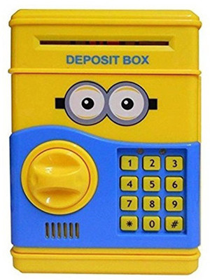 

HALO NATION Minion Money Safe ATM Smart Electronic Lock Piggy Bank for Coin/Note Safe with Locker Key Coin Bank (Red) Coin Bank(Yellow)