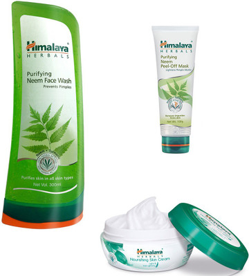 Himalaya Purifying Neem Face Wash, Purifying Neem Peel Off Mask, Nourishing Skin Cream(Set of) Flipkart