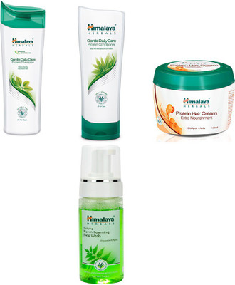 

Himalaya gentle daily care protein shampoo, gentle daily care protein conditioner,protein hair cream, neem foaming face wash(Set of)