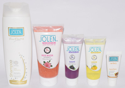 

Jolen perfect bath combo with one silk protein shampoo ,one face pack and three face wash ,one of 150 gram and two of 72 gram set of 5(Set of 5)