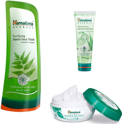

Himalaya Purifying Neem Face Wash, Moisturizing Aloe Vera Face Wash, Nourishing Skin Cream(Set of)