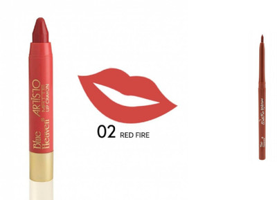 

Blue Heaven Artisto matte lip crayon -02-red fire with 01 lip liner(Set of 2)