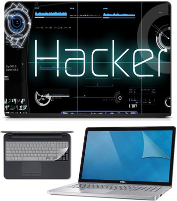 

FineArts 3in1 Combo of Premium Quality, HD, UV Printed, Laminated, Protected, Bubble Free, Scratchproof, Washable, Easy to Install Laptop Skin/Sticker/Vinyl/Cover for 15.6 inches on 3M Vinyl with Screen Guard and Key Protector (Hacker) Combo Set