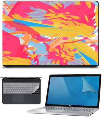 

FineArts 3in1 Combo of Premium Quality, HD, UV Printed, Laminated, Protected, Bubble Free, Scratchproof, Washable, Easy to Install Laptop Skin/Sticker/Vinyl/Cover for 15.6 inches on 3M Vinyl with Screen Guard and Key Protector(Pink Abstract 3in1) Combo Se