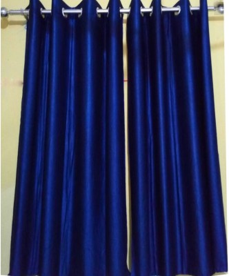 TrueValue Creations 212 cm (7 ft) Polyester Semi Transparent Door Curtain (Pack Of 2)(Solid, Navy Blue)