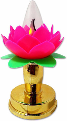 

A To Z Traders Electric Golden Lotus Plastic Table Diya(Height: 5 inch)