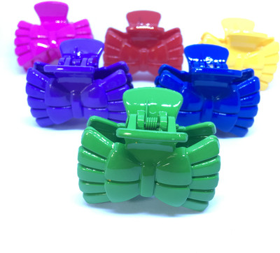 

M K Designs Bow Set of 6 Hair clutcher Hair Clip(Red, Green, Pink, Blue, Yellow, Purple)