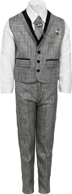 

AJ Dezines Boys Festive & Party Shirt, Waistcoat and Pant Set(Grey Pack of 1