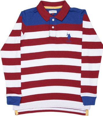 

US Polo Kids Boys Printed Cotton T Shirt(Maroon, Pack of 1, Me. red